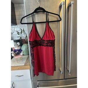 Festival Top Babydoll Lace Trim Red Adj Strap Poen Side 2xL HOT